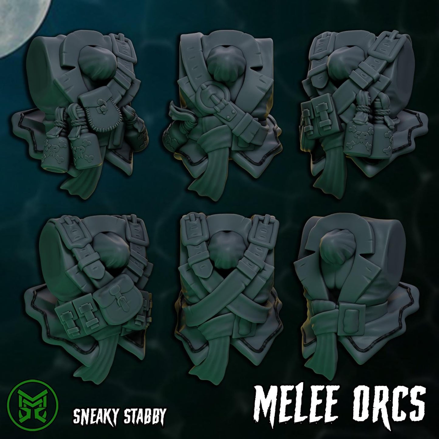 Pirate Commandos - Melee Orcs, Space-Faring Orkish Menace Sculpted by Mekka Miniatures, Grimdark Compatible, Scaled for Sci-Fi Wargames