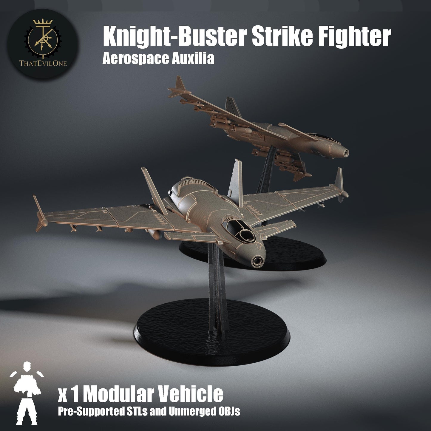 Knight-Buster Strike Fighter, Modular Sci-Fi Vehicle by ThatEvilOne, Sci-Fi Wargames Proxy, Imperial heretic Auxillia Navy Fighters
