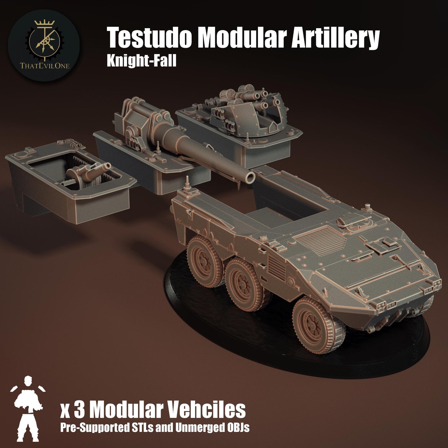 Testudo Modular Artillery, Modular Sci-Fi Vehicle by ThatEvilOne, Sci-fi Wargames Proxy, Imperial Auxilia Army Long Range Artillery