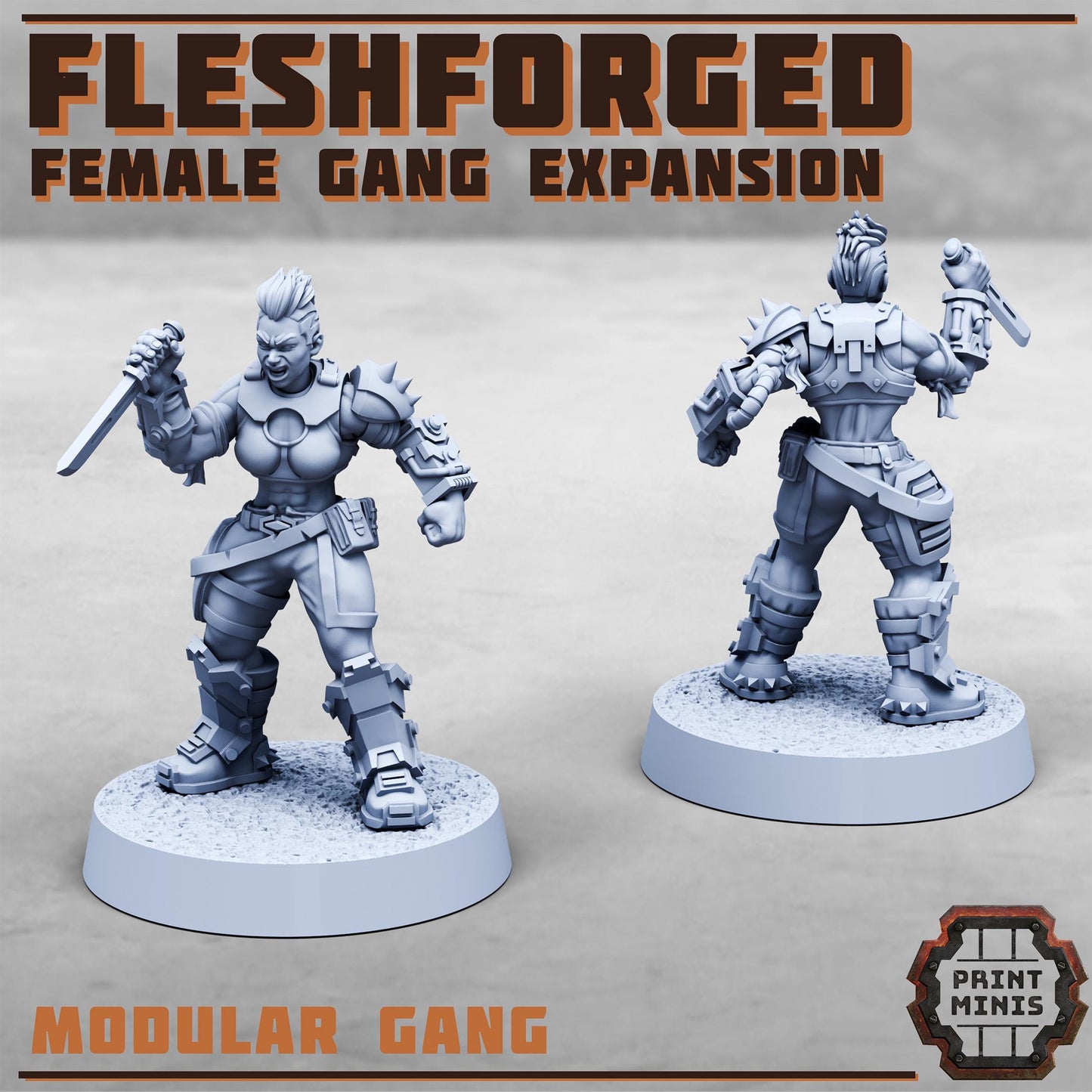 Female Fleshforged - Gang Expansion - a Muscular Gang - Sci-Fi Grimdark Mercenaries by Print Minis