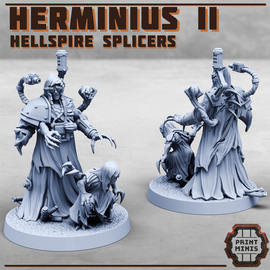 Herminius II with Minion - Hellspire Splicers -  Sci-Fi Grimdark Splicers by Print Minis