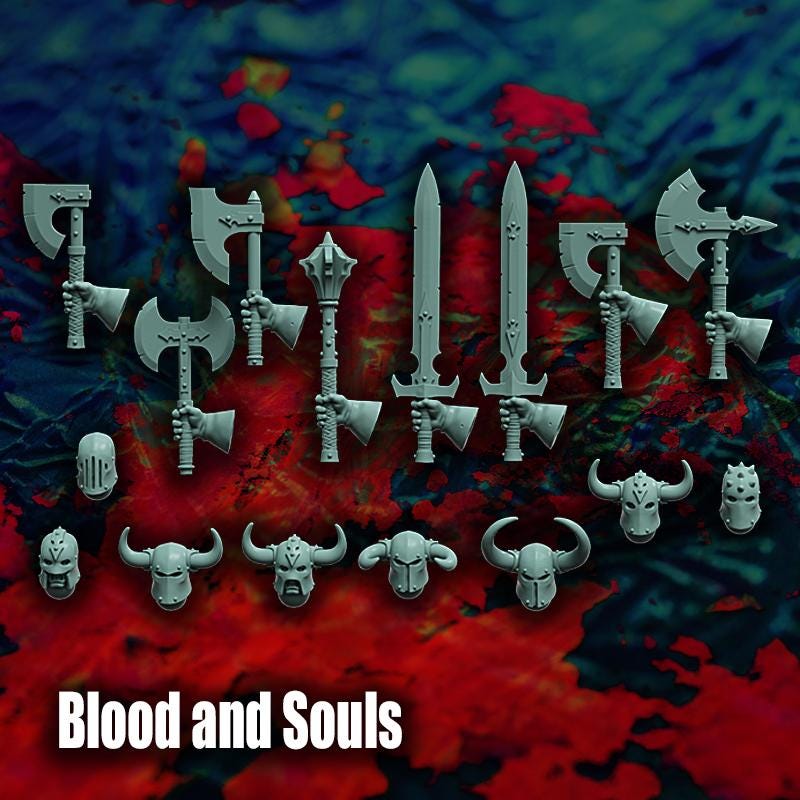 Chaotic Warrior Blood and Souls, Bits and Weapon Conversions by Reptilian Overlords, perfect for Fantasy Wargames