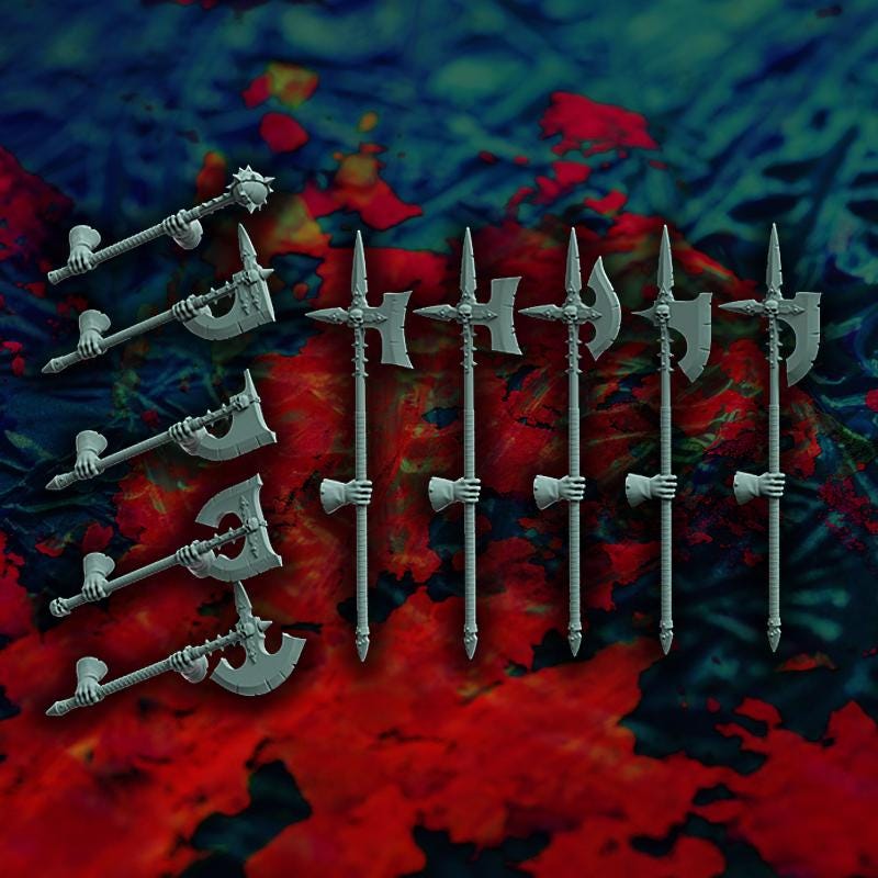 Chaotic Warrior Blood and Souls, Bits and Weapon Conversions by Reptilian Overlords, perfect for Fantasy Wargames