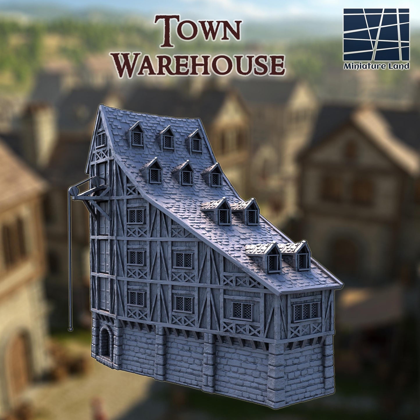 Medieval Town Warehouse - Tabletop Terrain - 28 MM, Tabletop 3D Printed Terrain by MiniatureLand, Perfect for Wargaming and RPGs