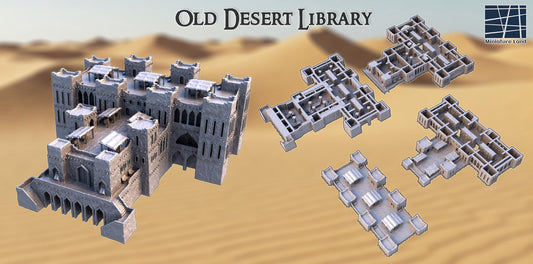 Old Desert Library - Tabletop Terrain - 28 MM Tabletop 3D Printed Terrain by MiniatureLand, Perfect for Wargaming and RPGs