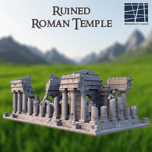 Ruined Roman Temple - Tabletop Terrain - 28 MM, Tabletop 3D Printed Terrain by MiniatureLand, Perfect for Wargaming and RPGs