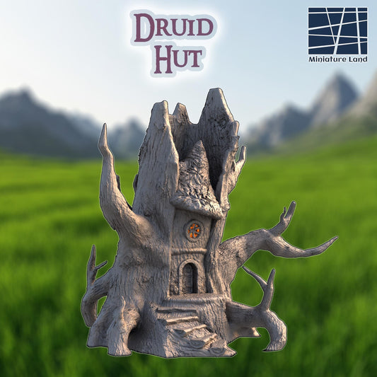 Druid Hut - Tabletop Terrain - 28 MM, Tabletop 3D Printed Terrain by MiniatureLand, Perfect for Wargaming and RPGs
