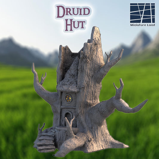 Druid Hut - Tabletop Terrain - 28 MM, Tabletop 3D Printed Terrain by MiniatureLand, Perfect for Wargaming and RPGs