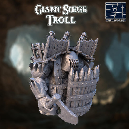 Giant Siege Troll - Tabletop Terrain - 28 MM, Tabletop 3D Printed Terrain by MiniatureLand, Perfect for Wargaming and RPGs