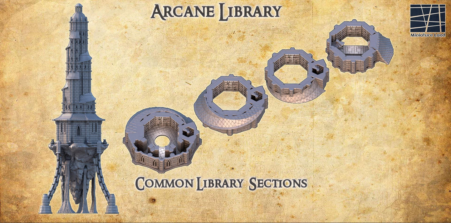 Arcane Library - Tabletop Terrain - 28 MM, Tabletop 3D Printed Terrain by MiniatureLand, Perfect for Wargaming and RPGs