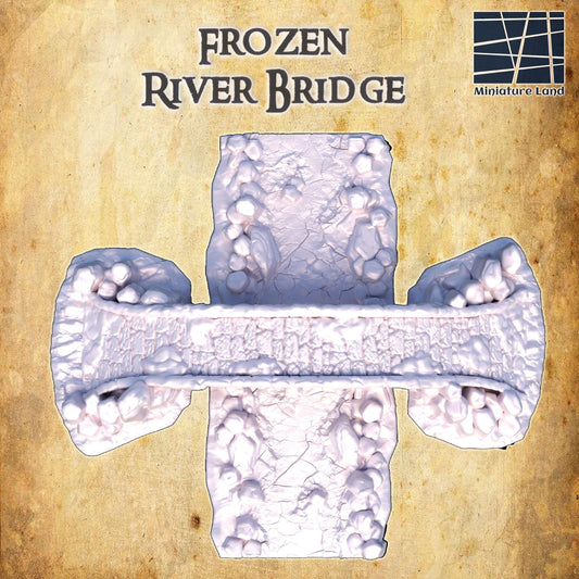 Frozen River Bridge - Tabletop Terrain - 28 MM, Tabletop 3D Printed Terrain by MiniatureLand, Perfect for Wargaming and RPGs