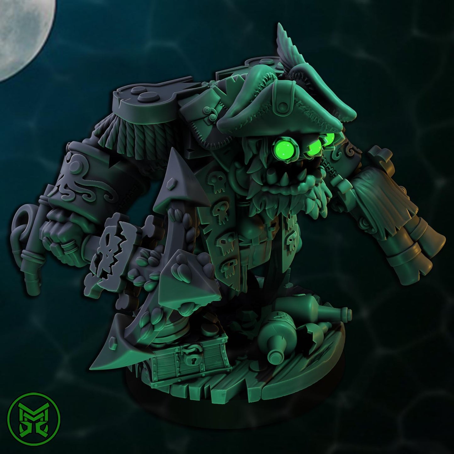 Pirate Commandos - Boss, Space-Faring Orkish Menace Sculpted by Mekka Miniatures, Grimdark Compatible, Scaled for Sci-Fi Wargames