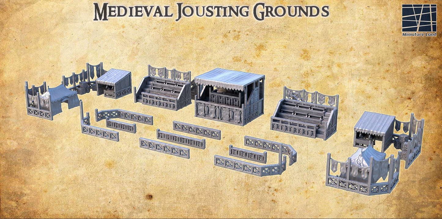 Medieval Jousting Grounds - Tabletop Terrain - 28 MM, Tabletop 3D Printed Terrain by MiniatureLand, Perfect for Wargaming and RPGs