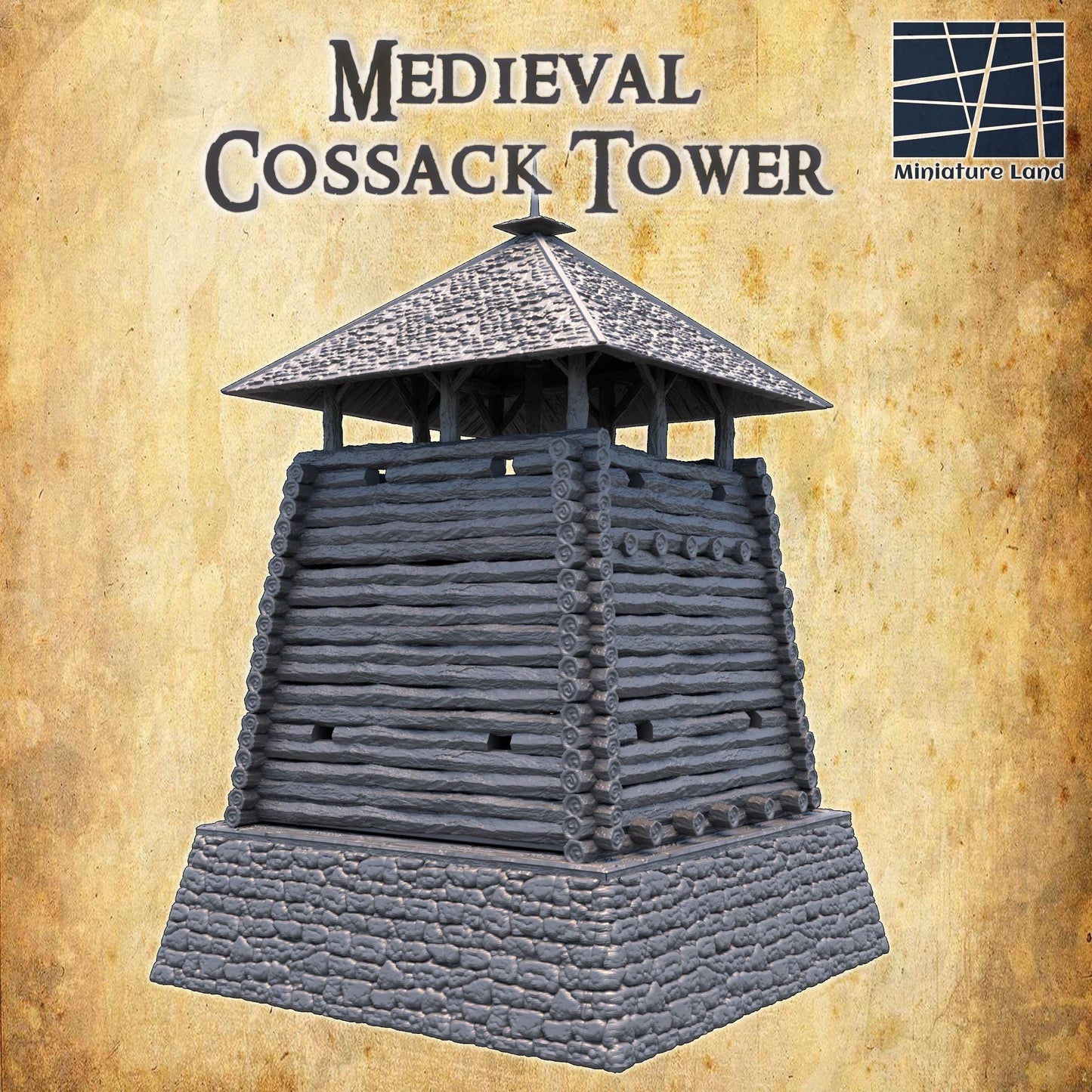 Wooden Keep - Tabletop Terrain - 28 MM, Tabletop 3D Printed Terrain by MiniatureLand, Perfect for Wargaming and RPGs