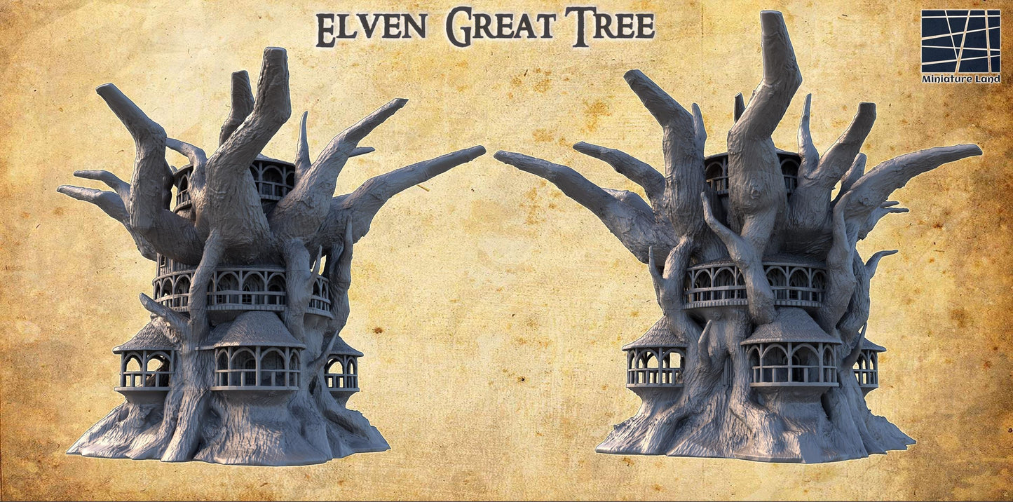 Elven Great Tree - Tabletop Terrain - 28 MM, Tabletop 3D Printed Terrain by MiniatureLand, Perfect for Wargaming and RPGs