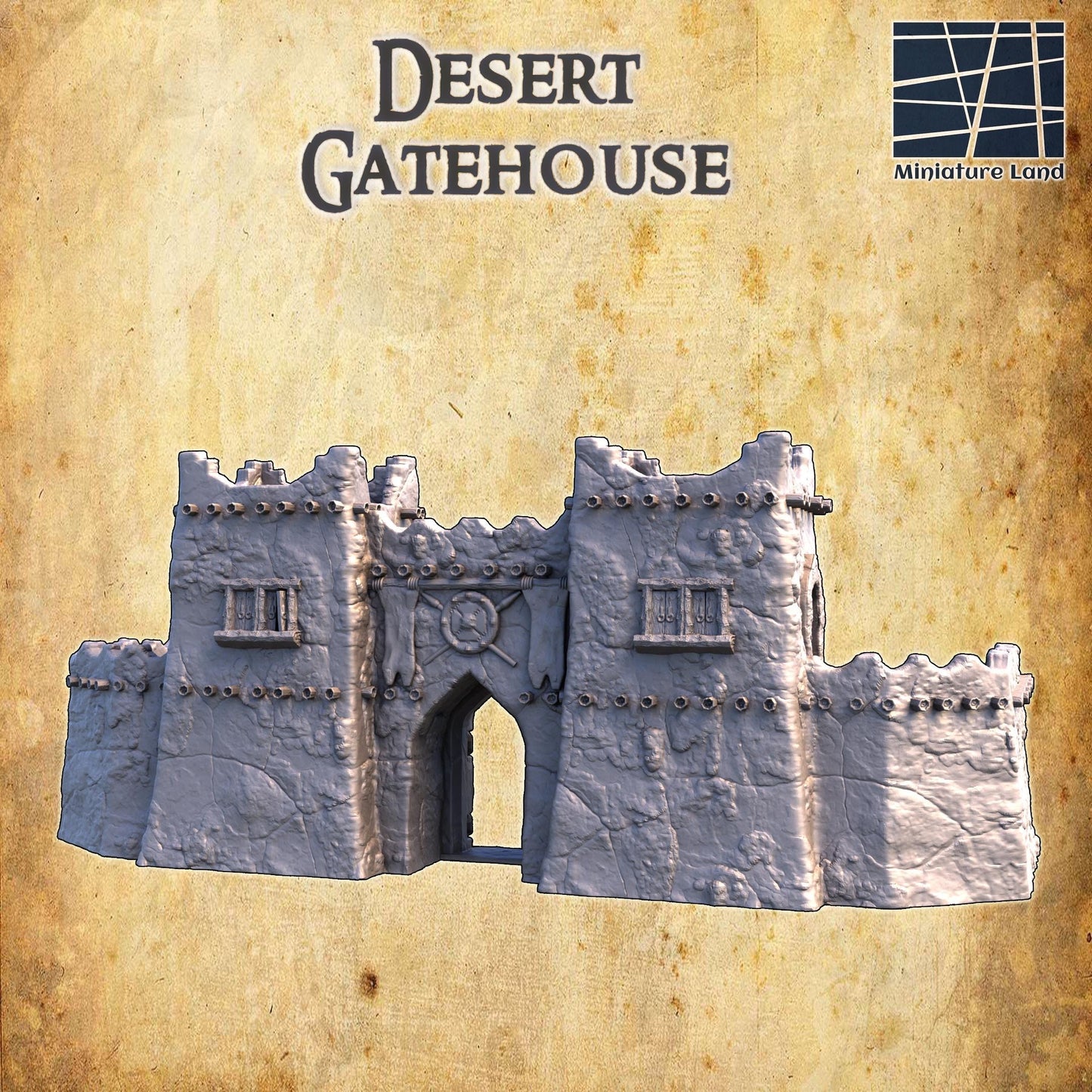 Desert Gate House - Tabletop Terrain - 28 MM 3D Printed Terrain by MiniatureLand, Perfect for Wargaming and RPGs