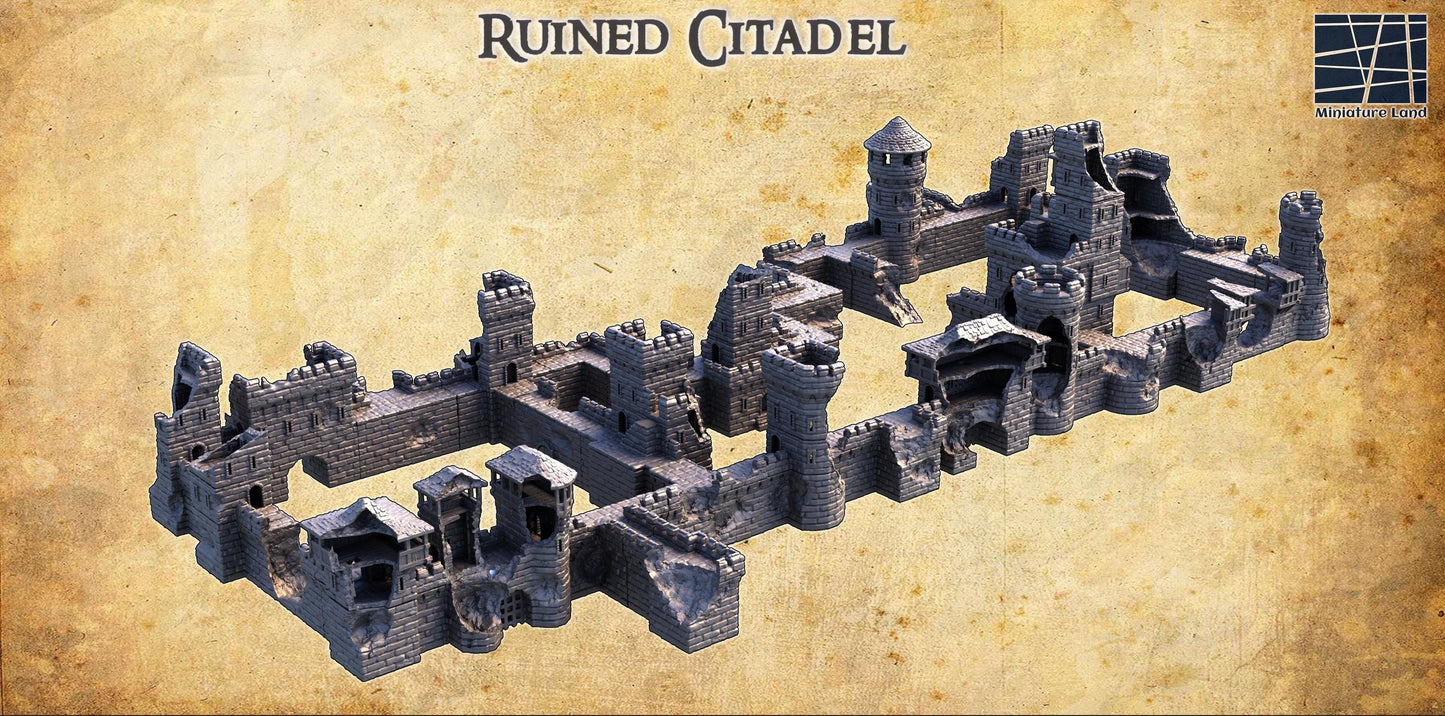 Modular Ruined Citadel - Tabletop Terrain - 28 MM, Tabletop 3D Printed Terrain by MiniatureLand, Perfect for Wargaming and RPGs