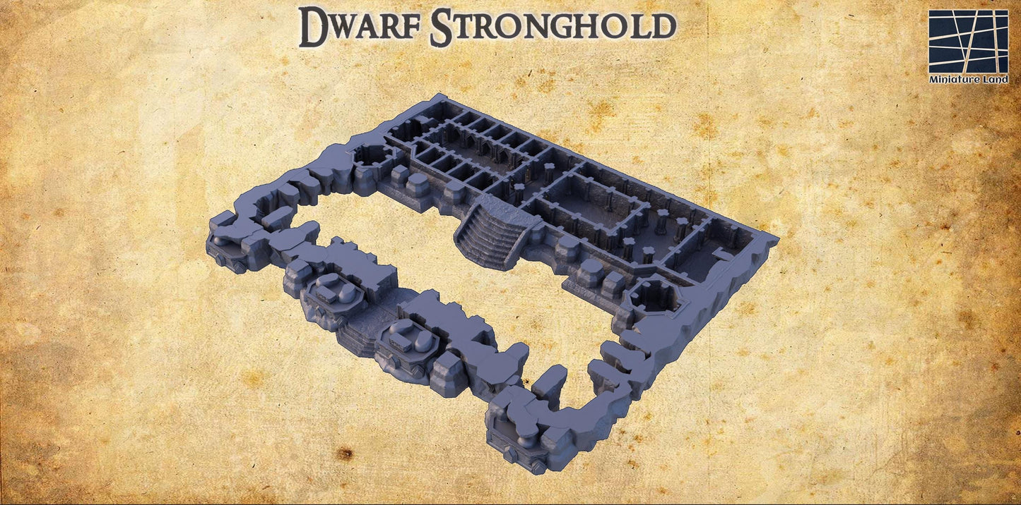 Dwarf Stronghold - Tabletop Terrain - 28 MM, Tabletop 3D Printed Terrain by MiniatureLand, Perfect for Wargaming and RPGs
