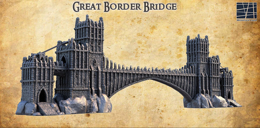 Grand Border Bridge - Tabletop Terrain - 28 MM, Tabletop 3D Printed Terrain by MiniatureLand, Perfect for Wargaming and RPGs