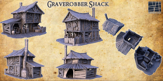 Grave Robber Shack - Tabletop Terrain - 28 MM, Tabletop 3D Printed Terrain by MiniatureLand, Perfect for Wargaming and RPGs