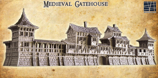Medieval Gatehouse - Tabletop Terrain - 28 MM, Tabletop 3D Printed Terrain by MiniatureLand, Perfect for Wargaming and RPGs