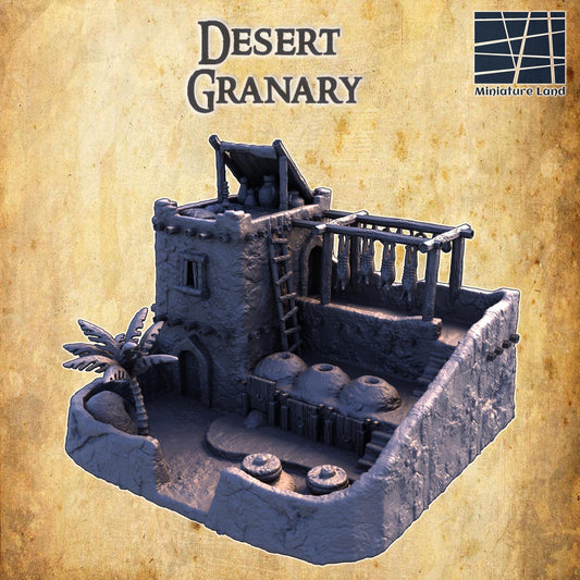 Desert Granary - Tabletop Terrain - 28 MM Tabletop 3D Printed Terrain by MiniatureLand, Perfect for Wargaming and RPGs