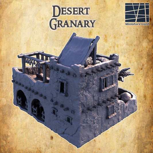 Desert Granary - Tabletop Terrain - 28 MM Tabletop 3D Printed Terrain by MiniatureLand, Perfect for Wargaming and RPGs