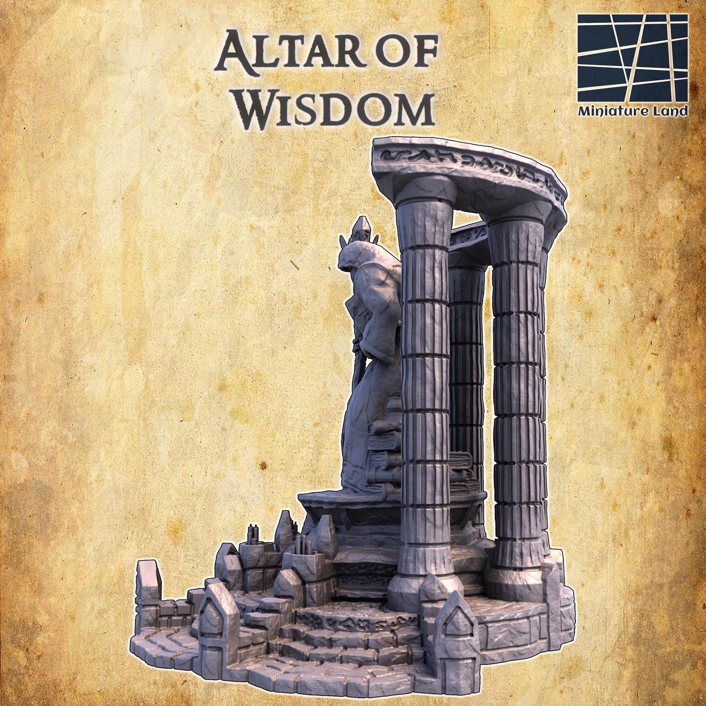 Altar of Wisdom - Tabletop Terrain - 28 MM, Tabletop 3D Printed Terrain by MiniatureLand, Perfect for Wargaming and RPGs