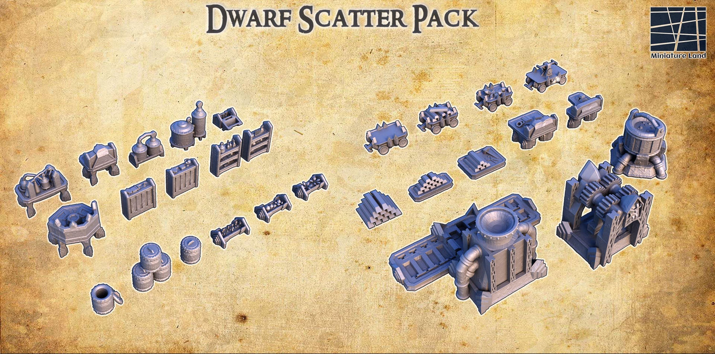 Dwarf Scatter Objects - Tabletop Terrain - 28 MM, Tabletop 3D Printed Terrain by MiniatureLand, Perfect for Wargaming and RPGs