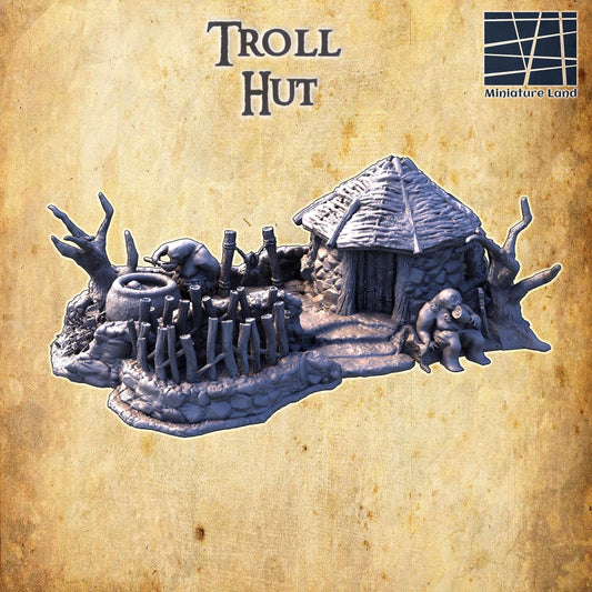 Troll Hut - Tabletop Terrain - 28 MM, Tabletop 3D Printed Terrain by MiniatureLand, Perfect for Wargaming and RPGs