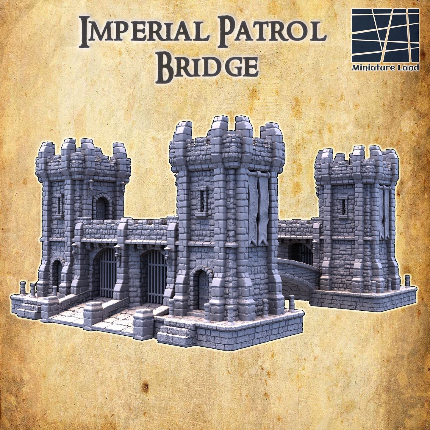 Imperial Patrol Bridge - Tabletop Terrain - 28 MM, Tabletop 3D Printed Terrain by MiniatureLand, Perfect for Wargaming and RPGs