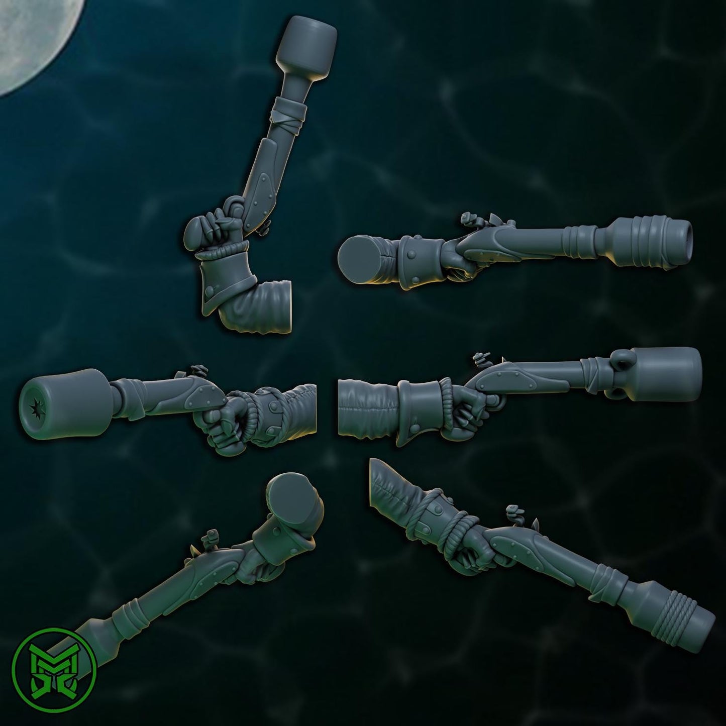 Pirate Commandos - Pistol Orcs, Space-Faring Orkish Menace Sculpted by Mekka Miniatures, Grimdark Compatible, Scaled for Sci-Fi Wargames