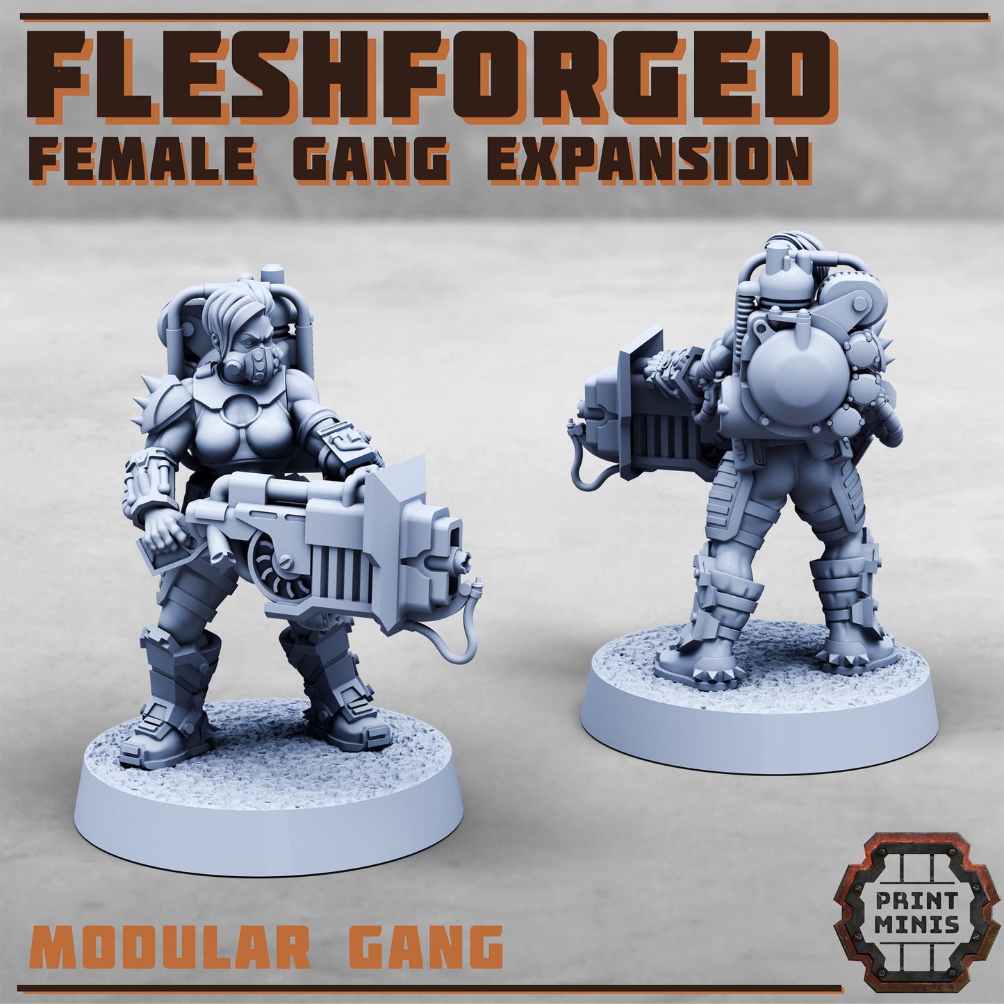 Female Fleshforged - Gang Expansion - a Muscular Gang - Sci-Fi Grimdark Mercenaries by Print Minis