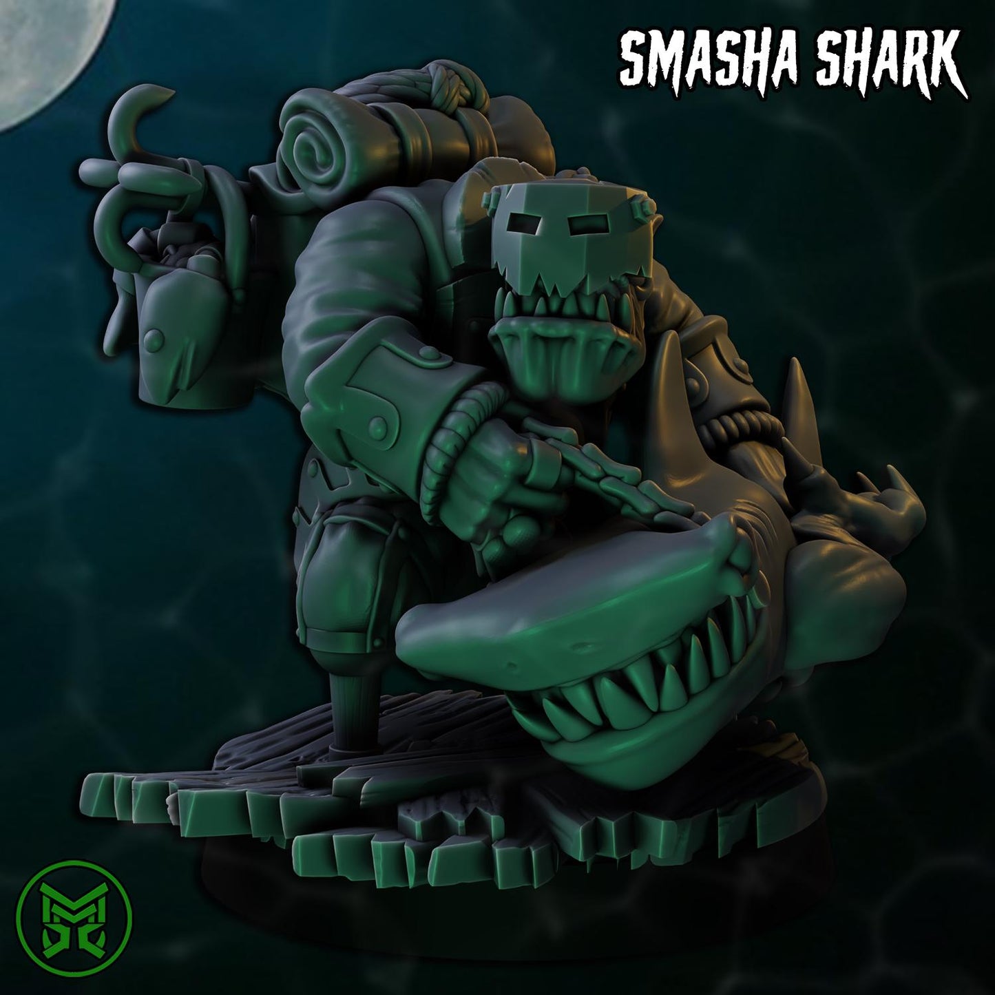 Pirate Commandos - Smasher Shark, Space-Faring Orkish Menace Sculpted by Mekka Miniatures, Grimdark Compatible, Scaled for Sci-Fi Wargames