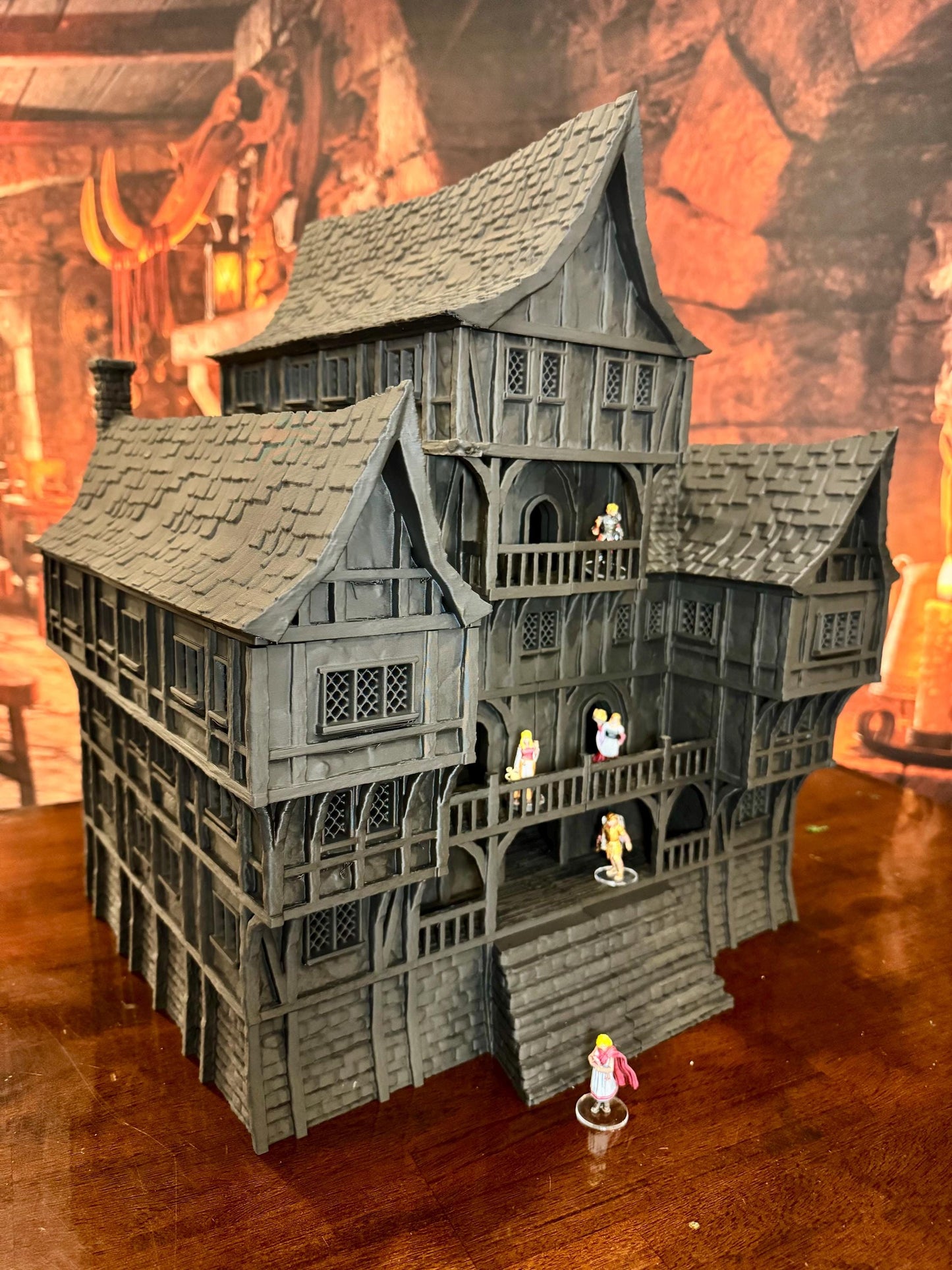 Medieval Townhall - Tabletop Terrain - 28 MM, Tabletop 3D Printed Terrain by MiniatureLand, Perfect for Wargaming and RPGs