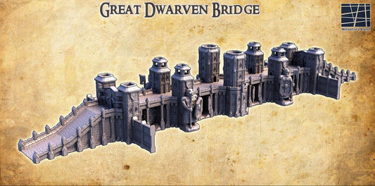 Great Dwarven Bridge - Tabletop Terrain - 28 MM, Tabletop 3D Printed Terrain by MiniatureLand, Perfect for Wargaming and RPGs