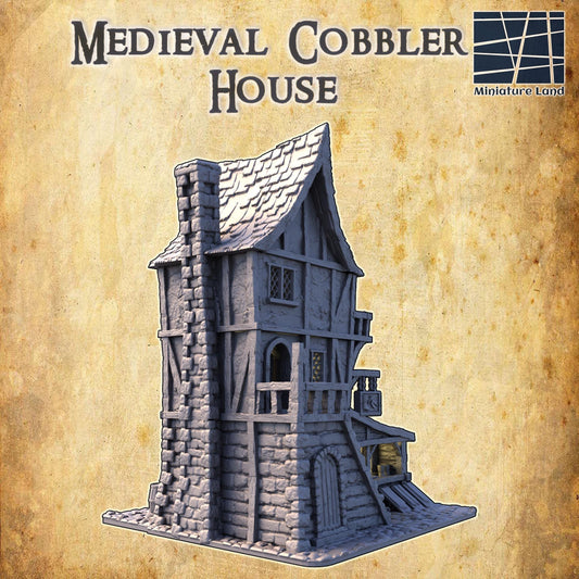 Medieval Cobbler House - Tabletop Terrain - 28 MM, Tabletop 3D Printed Terrain by MiniatureLand, Perfect for Wargaming and RPGs
