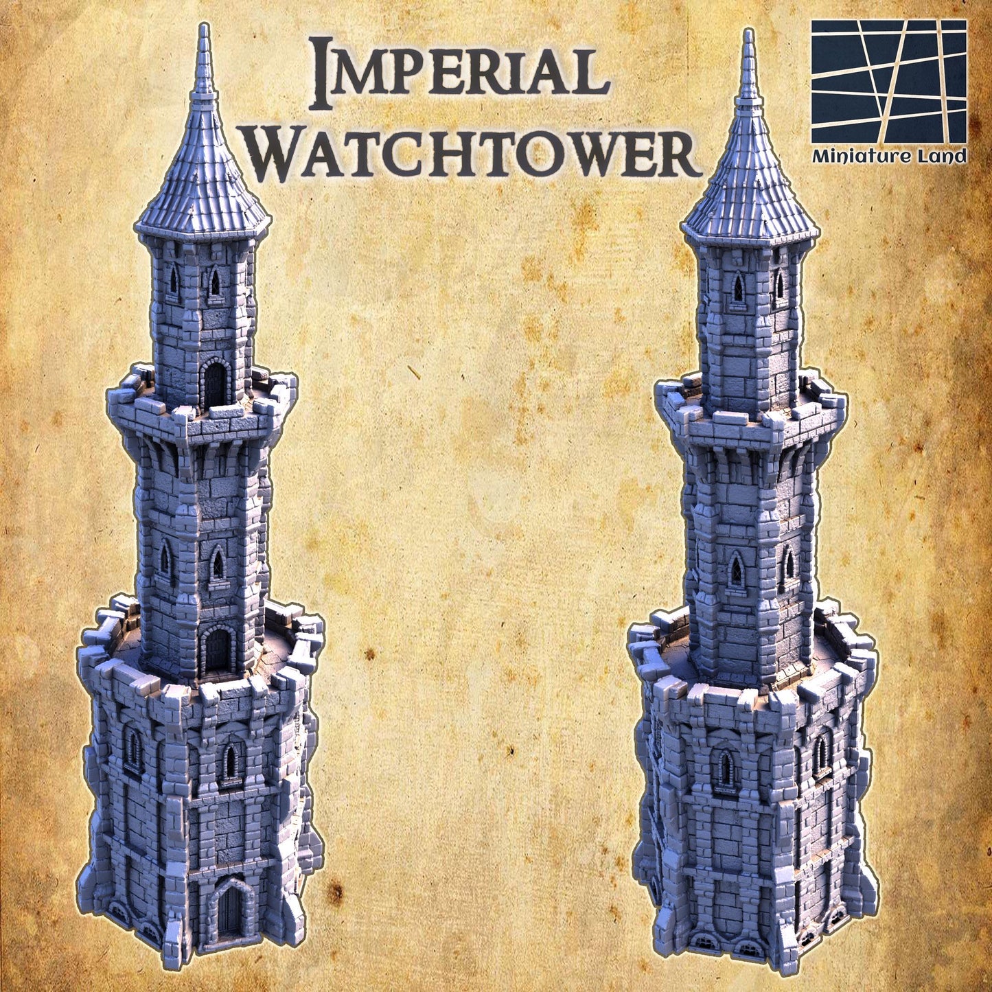 Imperial Watchtower - Tabletop Terrain - 28 MM, Tabletop 3D Printed Terrain by MiniatureLand, Perfect for Wargaming and RPGs