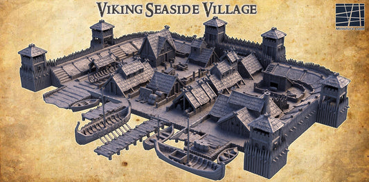 Viking Seaside Village - Tabletop Terrain - 28 MM, Tabletop 3D Printed Terrain by MiniatureLand, Perfect for Wargaming and RPGs