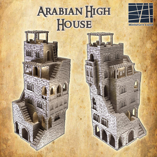 Arabian High House - Tabletop Terrain - 28 MM Tabletop 3D Printed Terrain by MiniatureLand, Perfect for Wargaming and RPGs