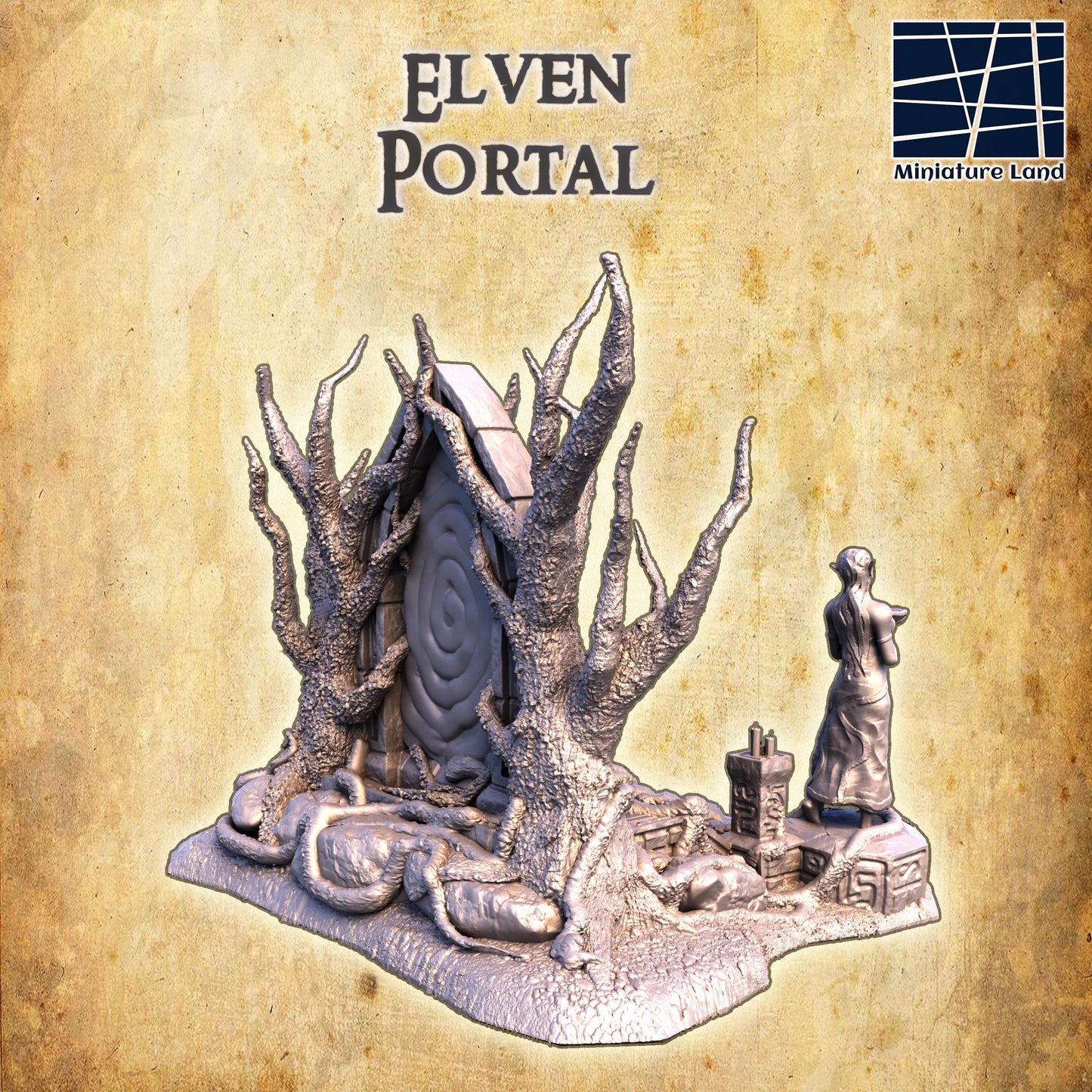 Elven Portal - Tabletop Terrain - 28 MM, Tabletop 3D Printed Terrain by MiniatureLand, Perfect for Wargaming and RPGs