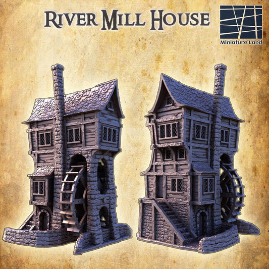 River Mill House - Tabletop Terrain - 28 MM, Tabletop 3D Printed Terrain by MiniatureLand, Perfect for Wargaming and RPGs