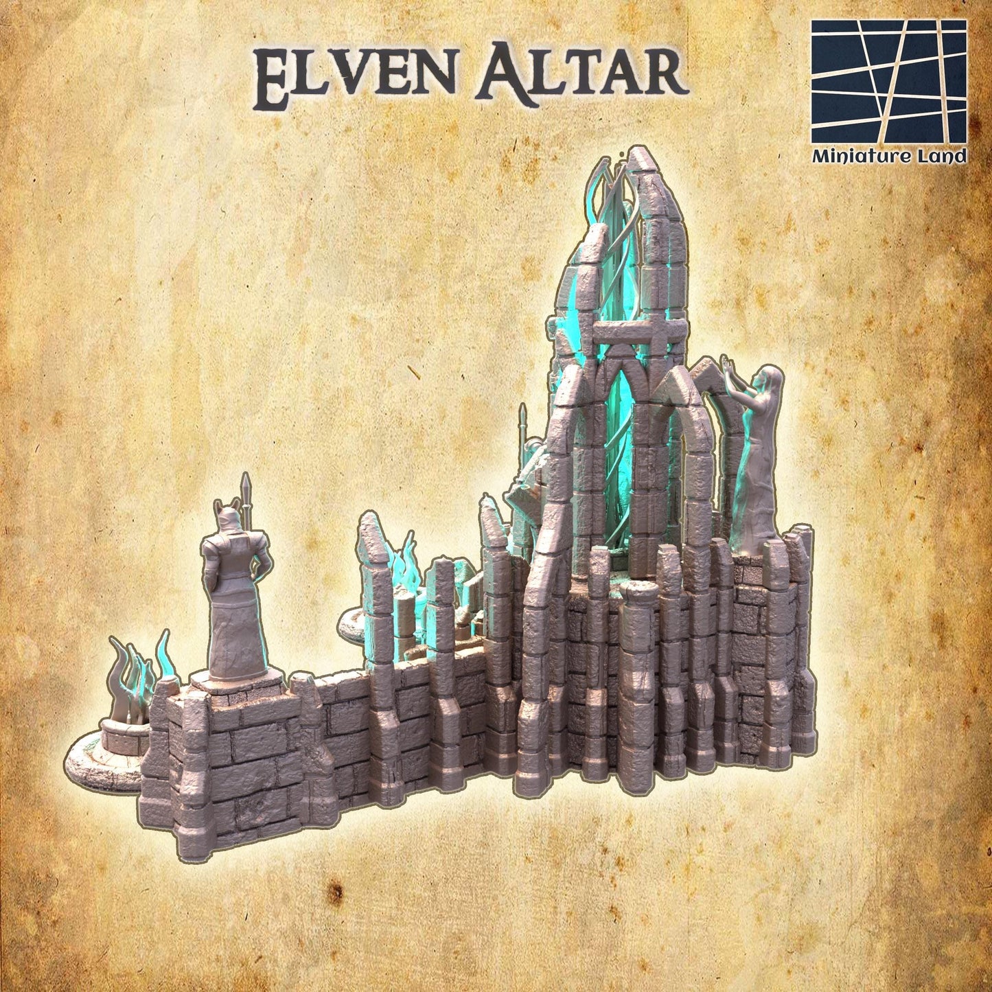 Elven Altar - Tabletop Terrain - 28 MM, Tabletop 3D Printed Terrain by MiniatureLand, Perfect for Wargaming and RPGs