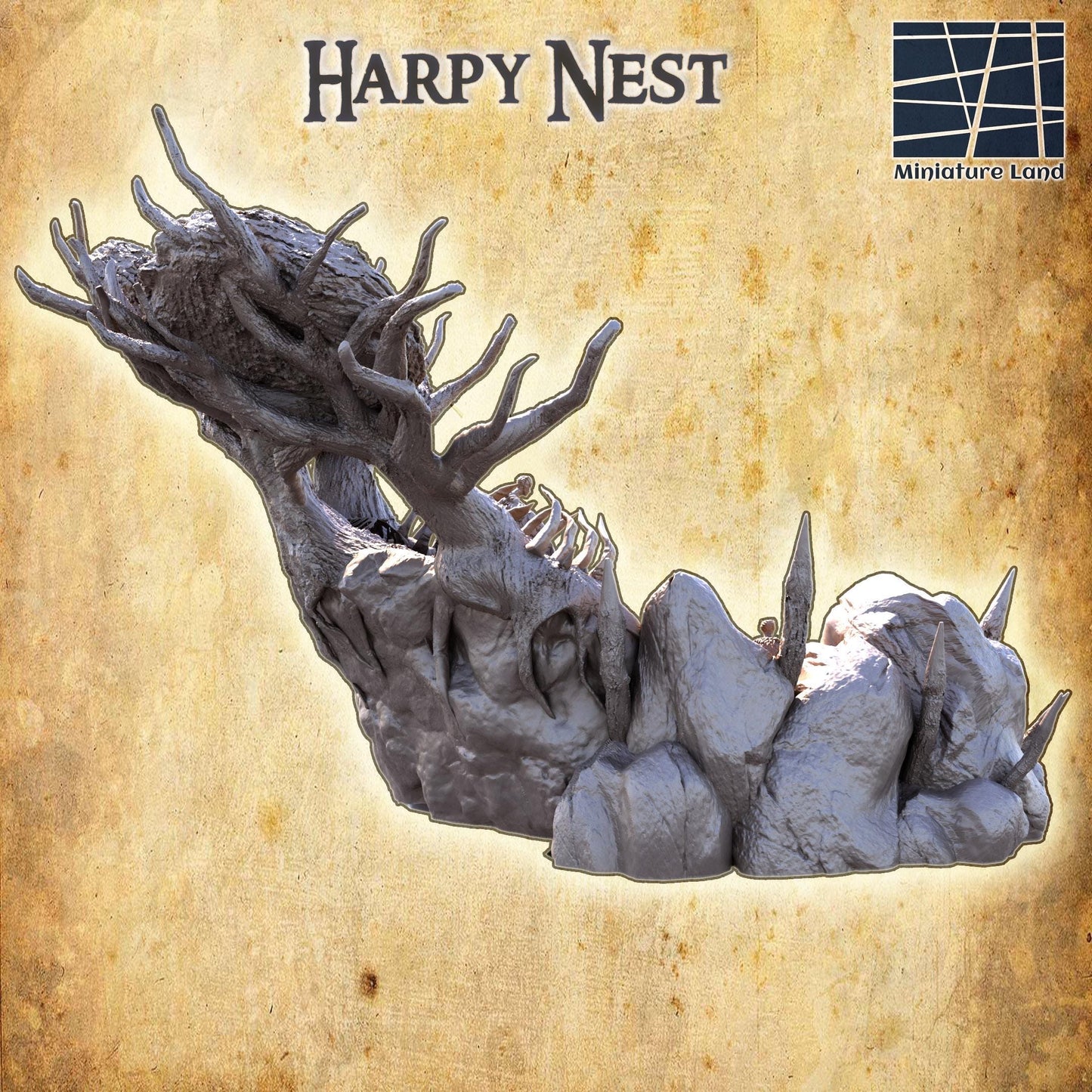 Cliff Harpy Nest- Tabletop Terrain - 28 MM, Tabletop 3D Printed Terrain by MiniatureLand, Perfect for Wargaming and RPGs