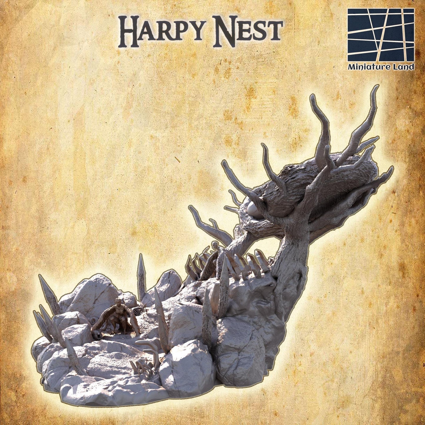 Cliff Harpy Nest- Tabletop Terrain - 28 MM, Tabletop 3D Printed Terrain by MiniatureLand, Perfect for Wargaming and RPGs