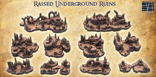 Raised Underground Ruins - Tabletop Terrain - 28 MM, Tabletop 3D Printed Terrain by MiniatureLand, Perfect for Wargaming and RPGs