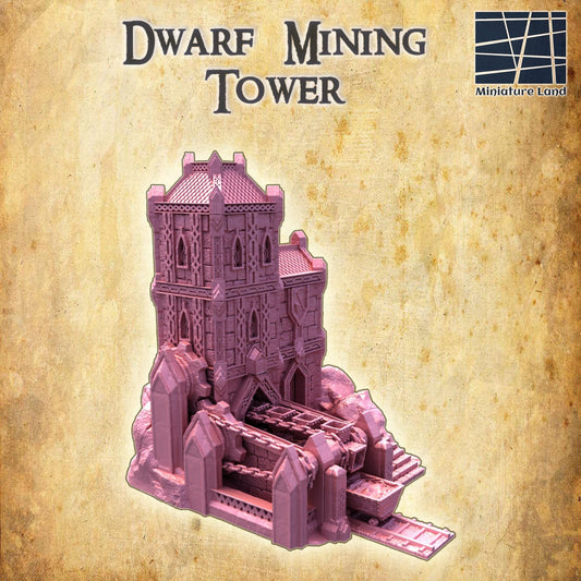 Dwarf Mining Tower - Tabletop Terrain - 28 MM, Tabletop 3D Printed Terrain by MiniatureLand, Perfect for Wargaming and RPGs