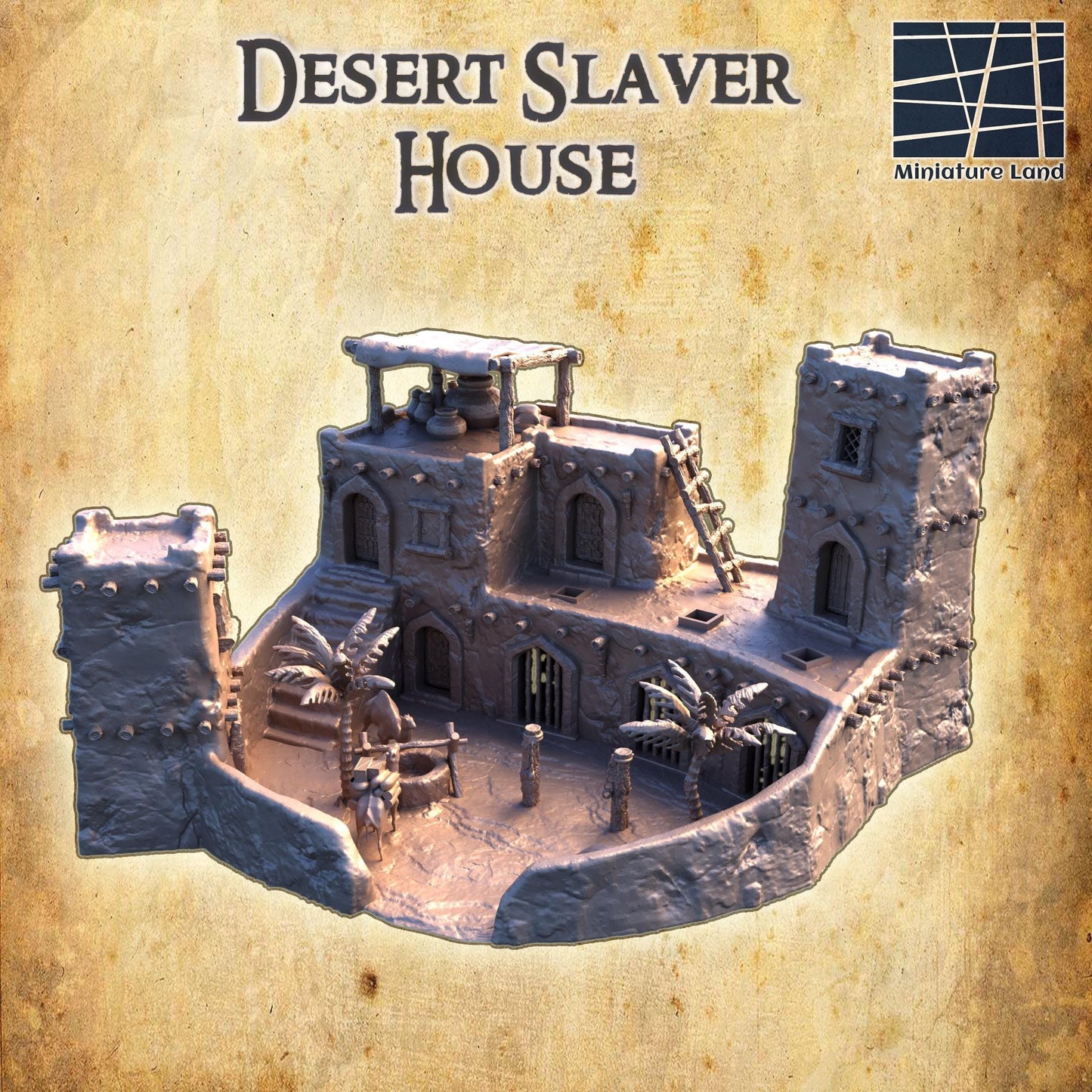Desert Slaver House - Tabletop Terrain - 28 MM Tabletop 3D Printed Terrain by MiniatureLand, Perfect for Wargaming and RPGs
