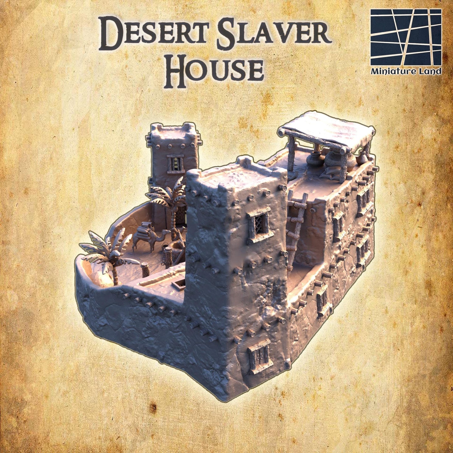 Desert Slaver House - Tabletop Terrain - 28 MM Tabletop 3D Printed Terrain by MiniatureLand, Perfect for Wargaming and RPGs