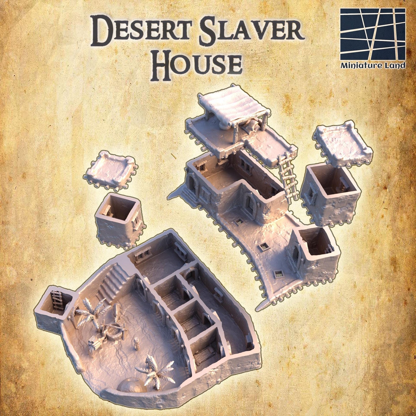 Desert Slaver House - Tabletop Terrain - 28 MM Tabletop 3D Printed Terrain by MiniatureLand, Perfect for Wargaming and RPGs